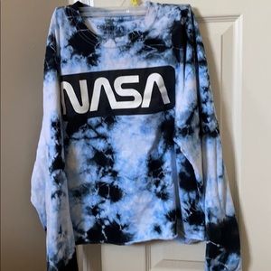 NASA Tie Dye Crop Long Sleeve Tshirt
